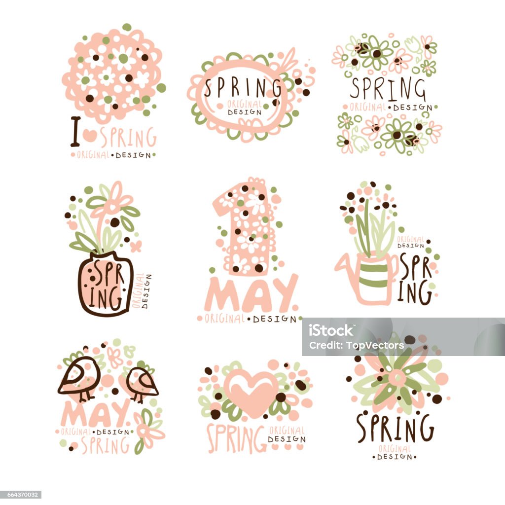 1may Spring Spring 1 May Set For Label Design Spring Holidays First May ...