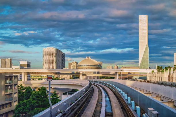 istock Tokyo monorail transportation system line in Odaiba 664370248