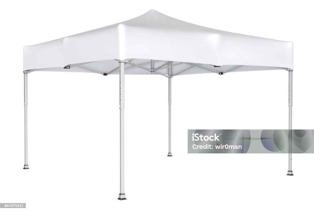 Mobile tent advertising marquee Mobile tent advertising marquee. Promotional advertising outdoor event trade show. Isolated on white. 3d image Pop Up Store stock illustration