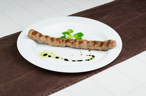 Grilled Mince Meat With Herbs On White Plate