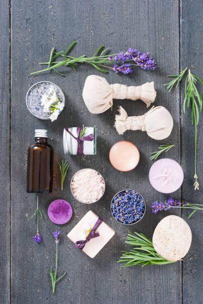 istock Beauty products with lavender 664375404