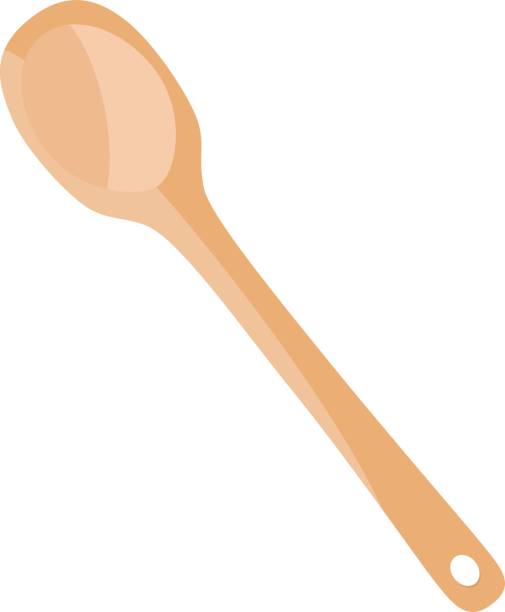 Closeup Top View Of Wooden Spoon Isolated Over White Stock Illustration -  Download Image Now - iStock