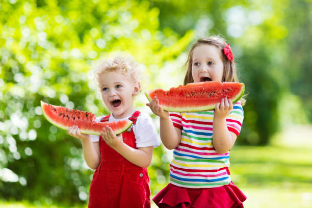 istock Kids eating watermelon in the garden 664382272