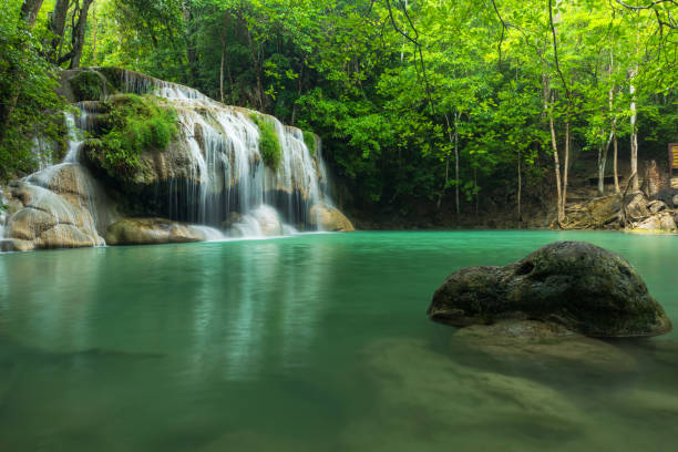 istock Beautiful and Breathtaking green waterfall 664383122