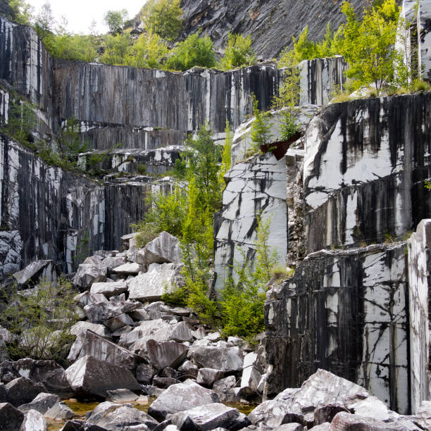 istock Abandoned industrial site for marble extraction. Now haven for nature. 664385720