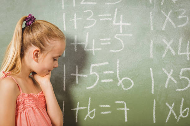 istock Girl standing in front of blackboard 664393150