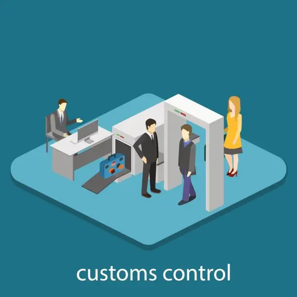 Vector illustration of Security gates with metal detectors in airport