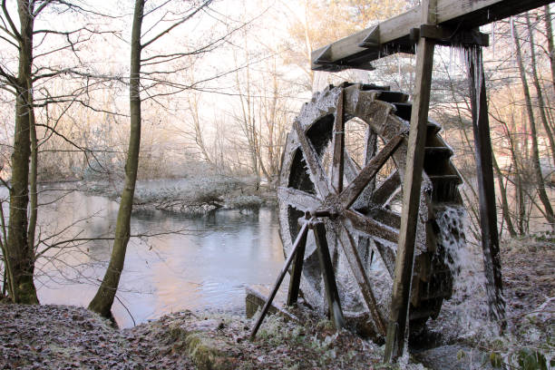 istock Water wheel in winter 664398808