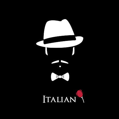 Italian Mafioso. Illustration Man with a mustache and bow tie. Colorful and stylish flat vector character icon.
