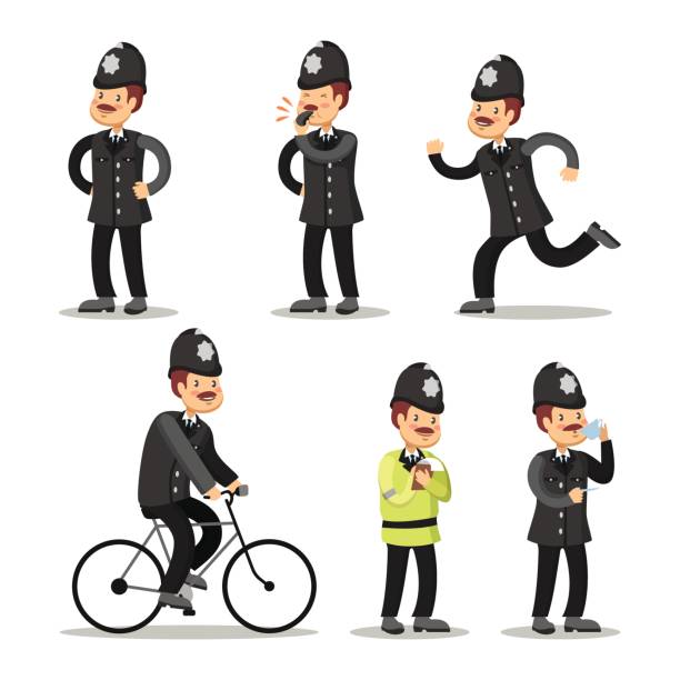 illustrations, cliparts, dessins animés et icônes de policier anglais cartoon. agent de police - british transport police