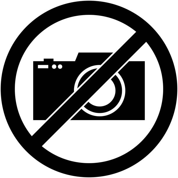 No photography, camera prohibited symbol. Vector. No photography, camera prohibited symbol. Sign indicating the prohibition or rule. Warning and forbidden. Flat design. Vector illustration. Easy to use and edit. EPS10. no photographs sign stock illustrations