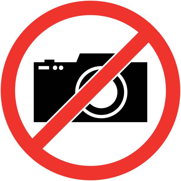 No photography, camera prohibited symbol. Vector. No photography, camera prohibited symbol. Sign indicating the prohibition or rule. Warning and forbidden. Flat design. Vector illustration. Easy to use and edit. EPS10. no photographs sign illustrations stock illustrations
