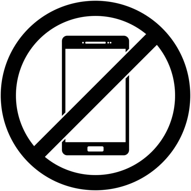 ilustraciones, imágenes clip art, dibujos animados e iconos de stock de no hay teléfono, teléfono prohibido símbolo. vector. - mobile phone telephone exclusion forbidden