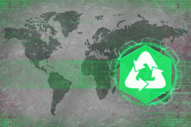 istock World recycling. Eco concept on flag background. 664413648