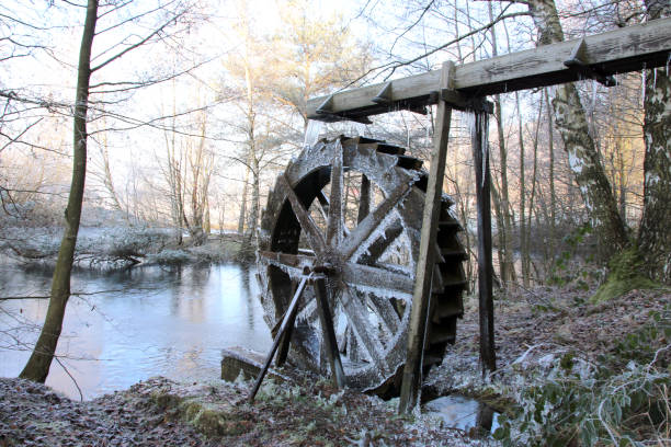 istock Water wheel in winter 664413878