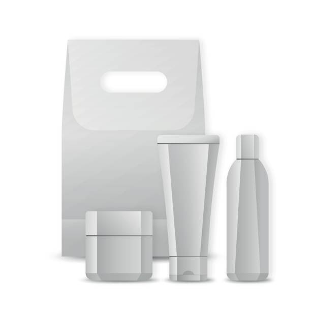 istock Set of blank package for cosmetic product isolated on a white background 664414124