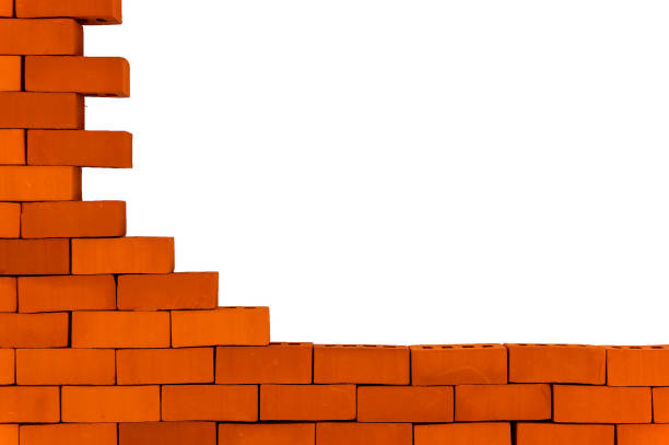 istock A piece of a brick wall on a white background. 664421652