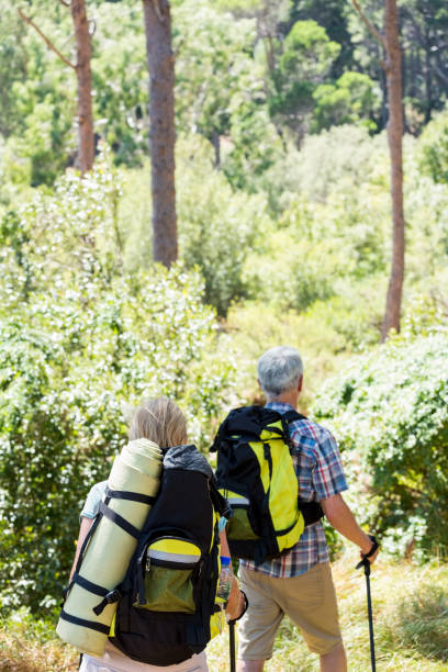 istock Senior couple standing with their stick 664427784