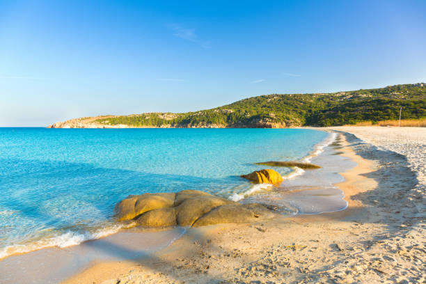 sardinia beach, the marmorata, santa teresa, italy. - marmorata imagens e fotografias de stock