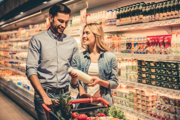 istock Couple at the supermarket 664446486