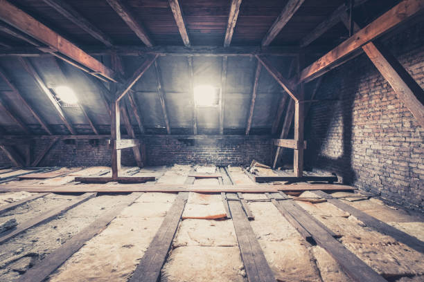 istock old garret, attic loft / roof construction 664447132
