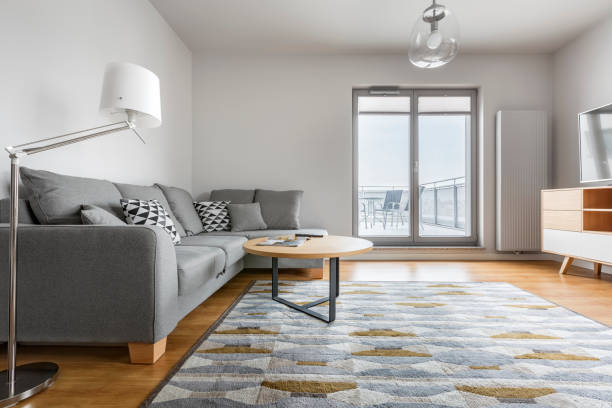 istock Grey and white living room 664450638