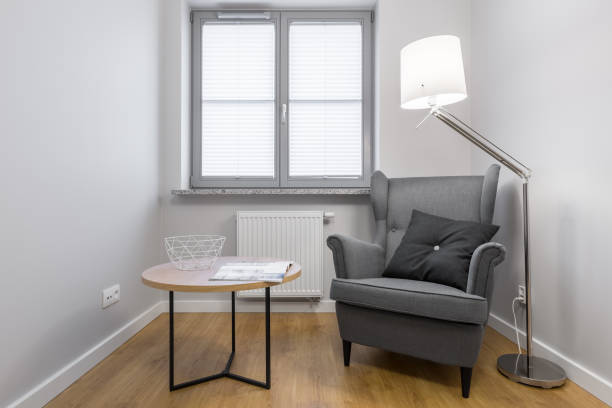 istock Simple room with armchair 664451322