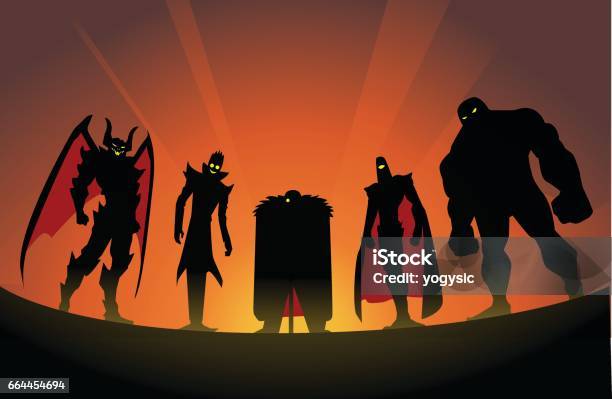 Super Villain Team Silhouette Stock Illustration - Download Image Now - Villain, Cartoon, Illustration