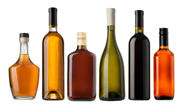 istock Set of wine and brandy bottles 664466200