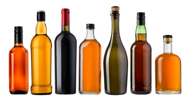 istock Set of wine and brandy bottles 664466204