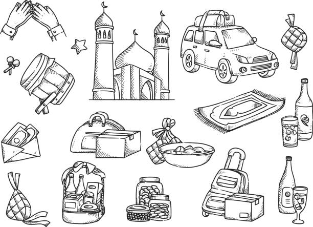 Islamic doodle, suitable for Ramadan or Eid mubarak event Islamic doodle, suitable for Ramadan or Eid mubarak event bedug stock illustrations