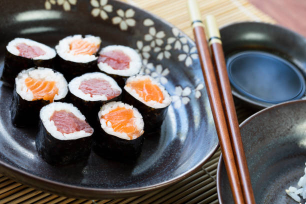 istock Salmon and Tuna Maki Rolls 664477892