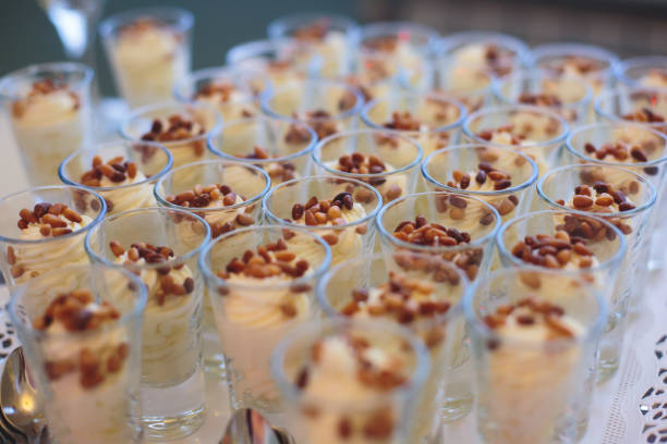 istock Beautifully decorated catering banquet table with different food snacks 664484190