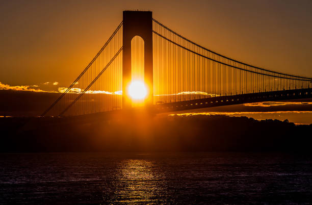 istock Sunset at the bridge in New York 664486658