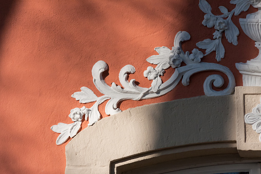 Ancient style stucco on rokoko style building, very decorative and full of sculptures