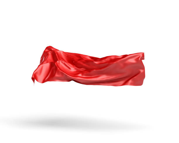 istock 3d rendering of a red cloth draped over an invisible object and hanging on white background 664501328