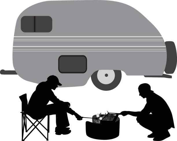 трейлер лагеря - mobile home camping isolated vehicle trailer stock illustrations