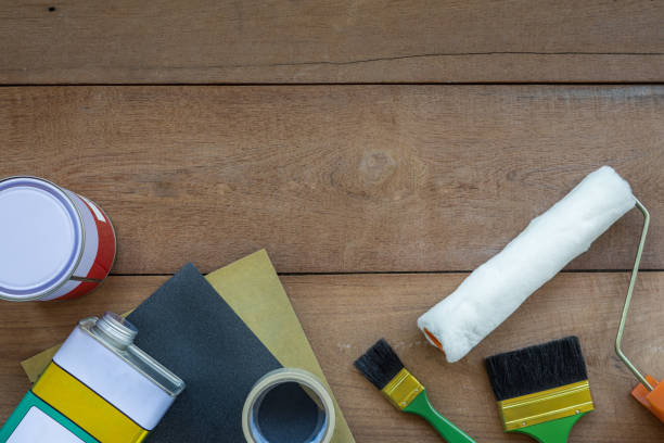istock Top View of Construction Painting Tools 664510586