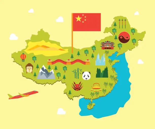 Vector illustration of Cartoon Travel China Tourism Concept. Vector