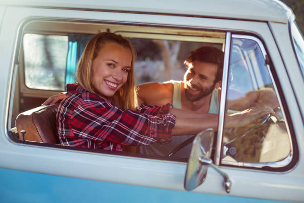 istock Couple travelling in campervan 664520744