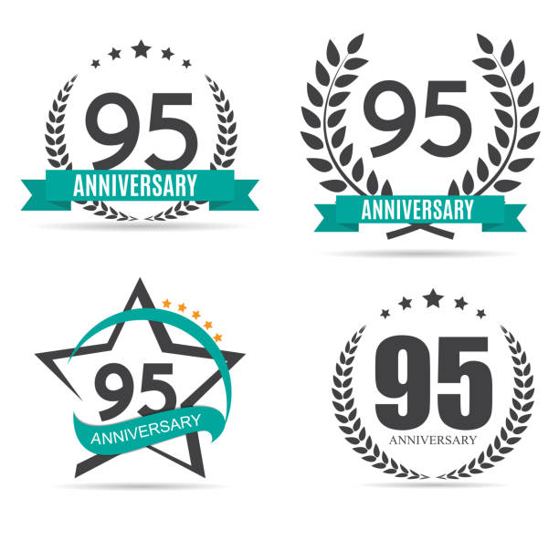 ilustrações de stock, clip art, desenhos animados e ícones de template symbol 95 years anniversary vector illustration - 99