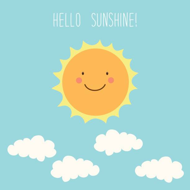 istock Cute hand drawn smiling cartoon character of Sun with hand written text 664525872
