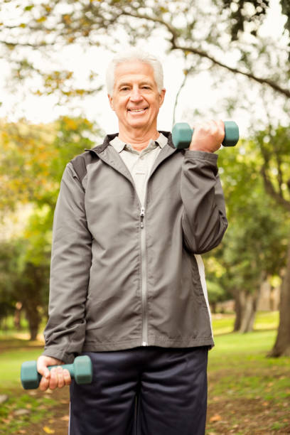 istock Senior man working out in park 664527428