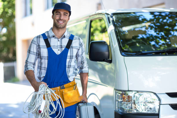 istock Portrait of happy carpenter with toolbox 664529684
