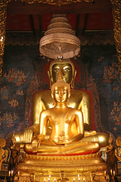 istock Beautiful of golden Buddha statue . 664532604