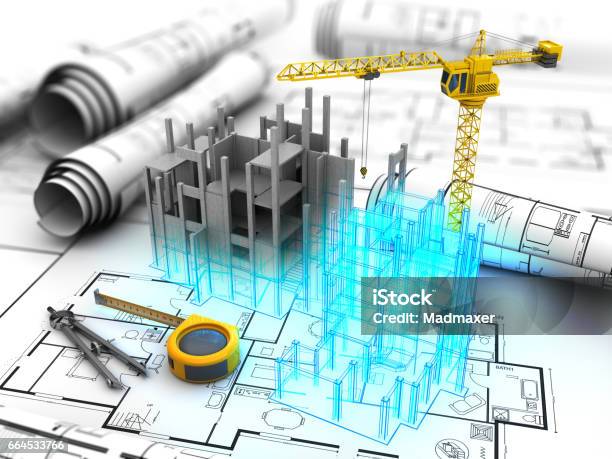 Building Project Stock Illustration - Download Image Now - Plan - Document, Construction Industry, Planning