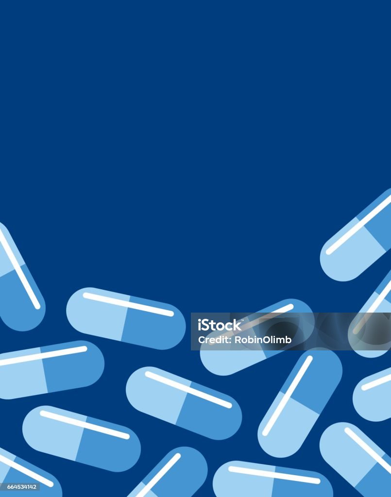 Blue Pills On A Blue Background Vector illustration of blue pill capsules on a darker blue background. Pill stock vector