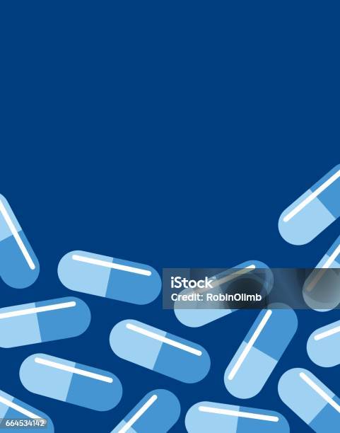 Blue Pills On A Blue Background Stock Illustration - Download Image Now - Pill, Capsule - Medicine, Medicine