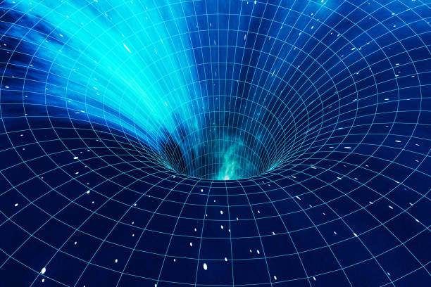 Abstract speed tunnel warp in space, wormhole or black hole, scene of overcoming the temporary space in cosmos. 3d rendering vector art illustration