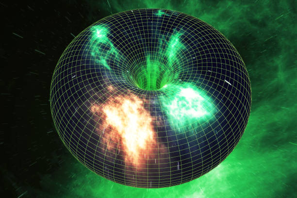 istock Abstract speed tunnel warp in space, wormhole or black hole, scene of overcoming the temporary space in cosmos. 3d rendering 664541002